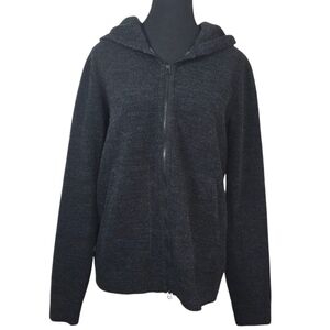 Wings + Horns Wool Blend Black Full Zip Hoodie Size Med